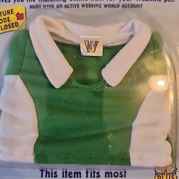 Webkinz Green and White Fleecy Shirt Top with Online Code from Ganz Plush - Picture 3 of 4